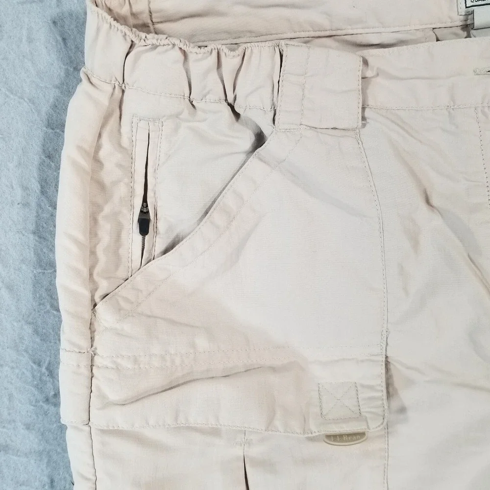 LL Bean Convertible Cargo Pants Mens L Beige Nylon‎ Hiking Shorts Outdoor